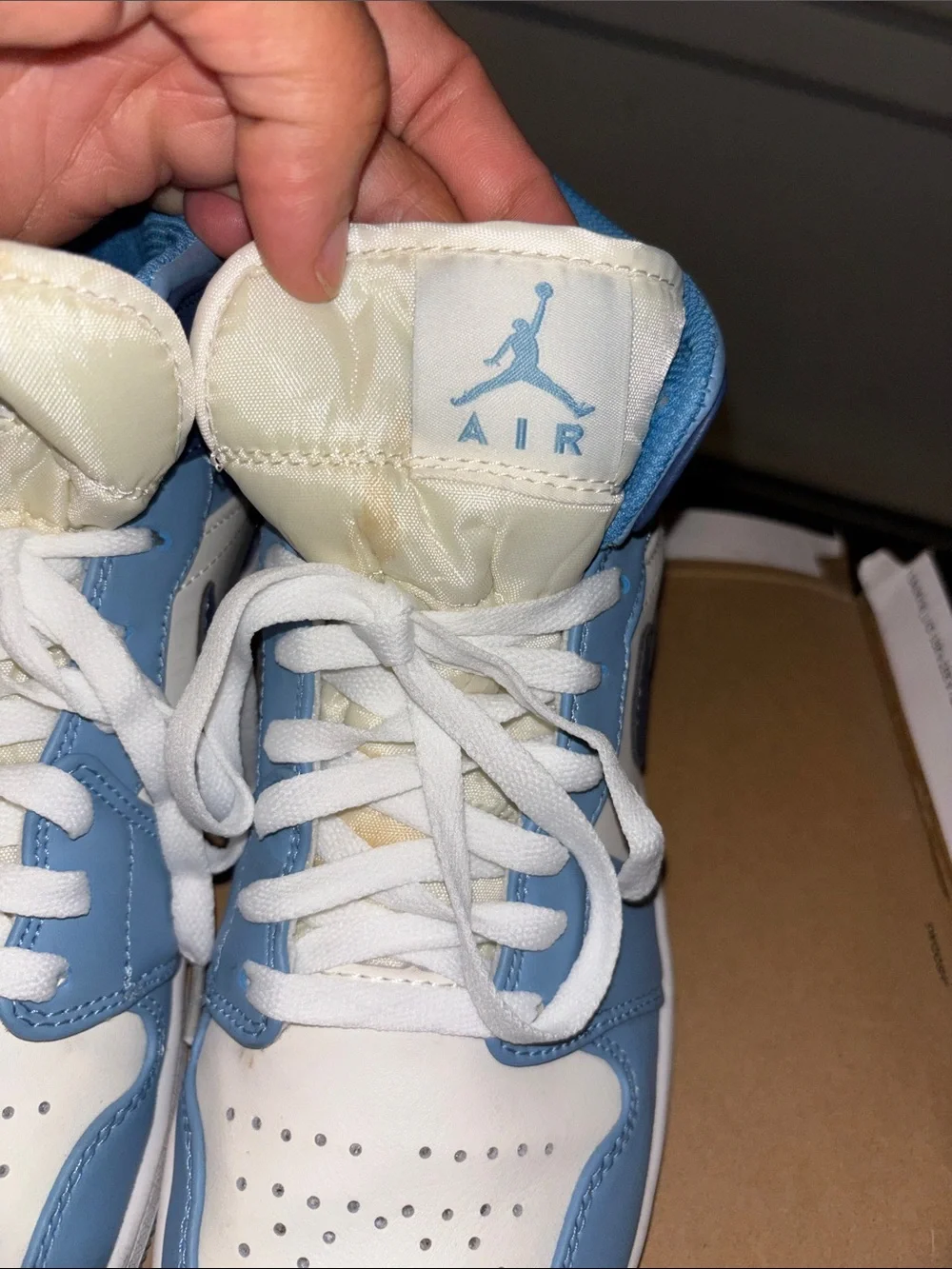 Jordan High-Top Sneakers in Light Blue, Navy and White